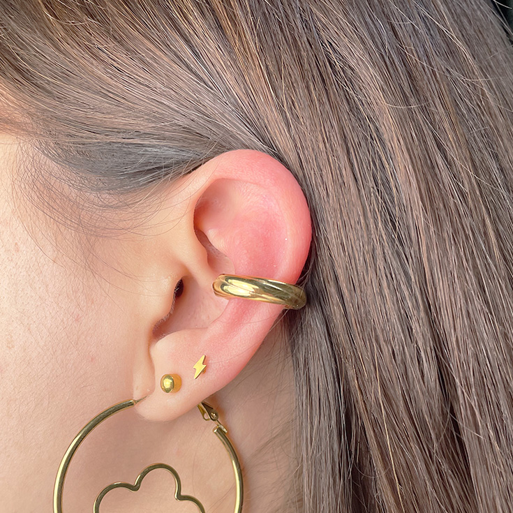 pendiente cuff oreja aro dorado