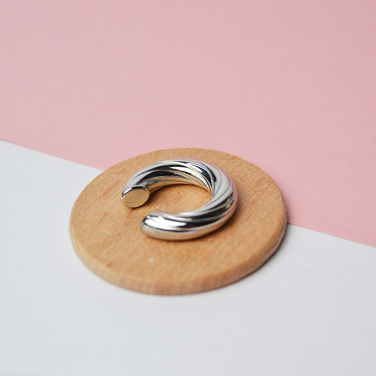 pendiente cuff oreja aro plateado