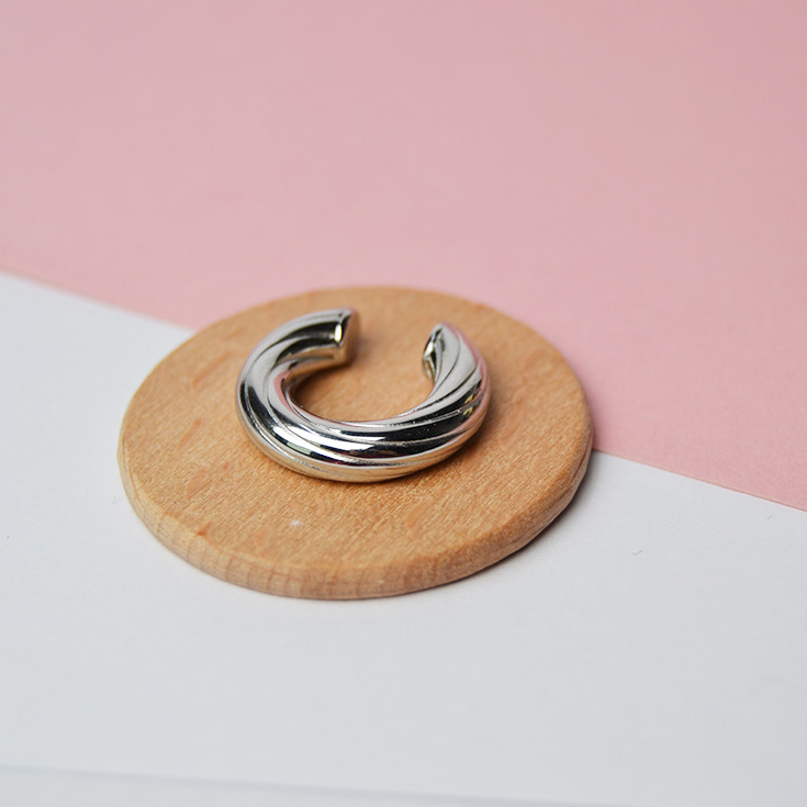 pendiente cuff oreja aro plateado