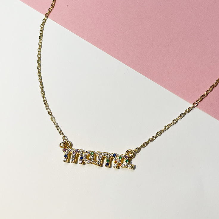 collar mama dorado con brillos