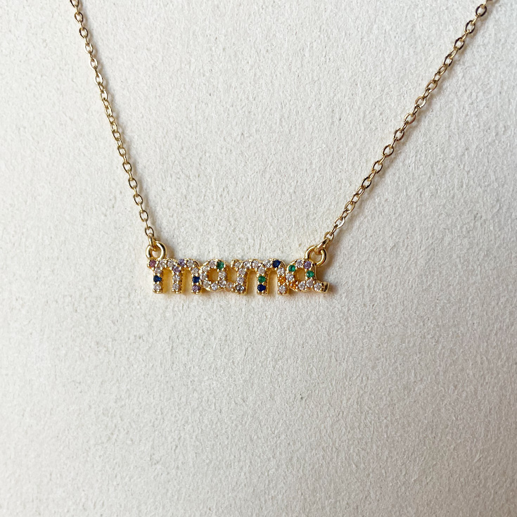 collar mama dorado con brillos