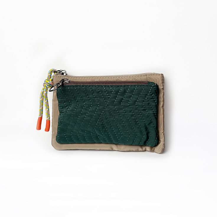 monedero doble departamento beige