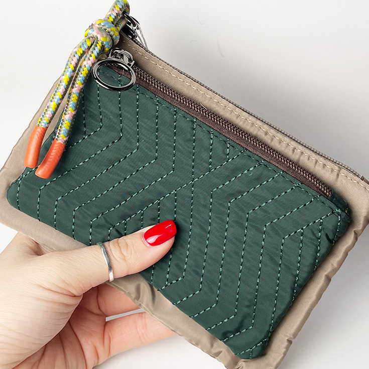 monedero doble departamento beige