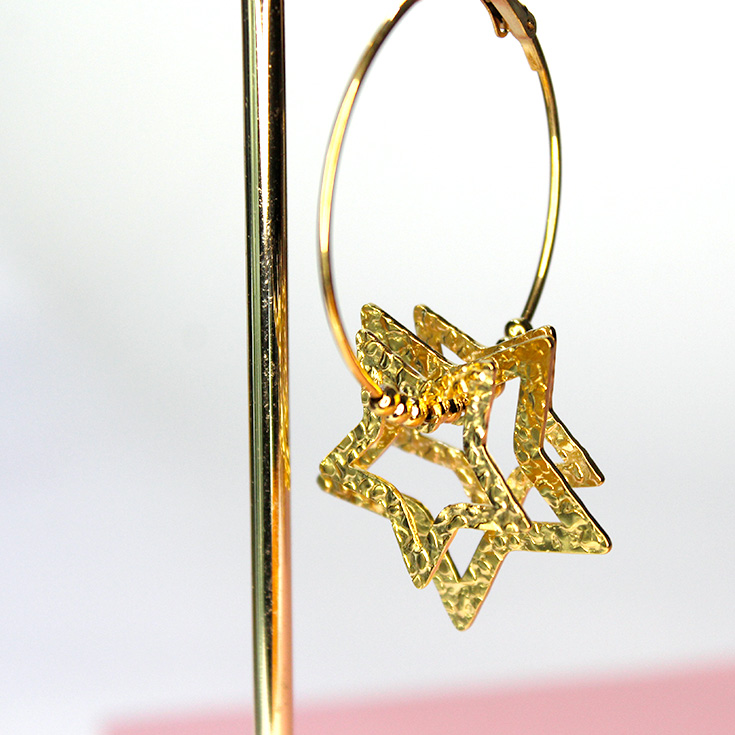 pendientes aro con estrellas dorados