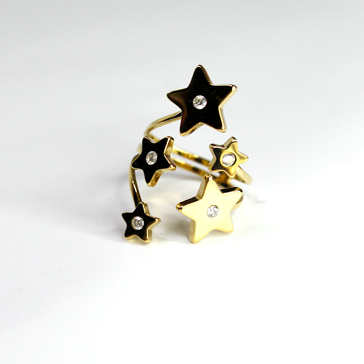 anillo dorado conjunto estrellas 