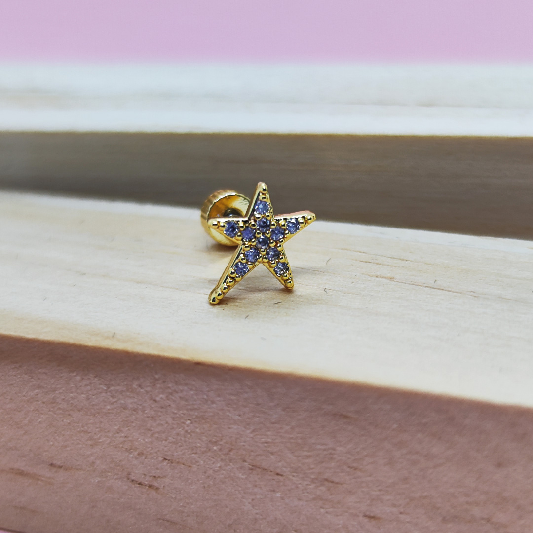piercing dorado estrella circonitas blancas