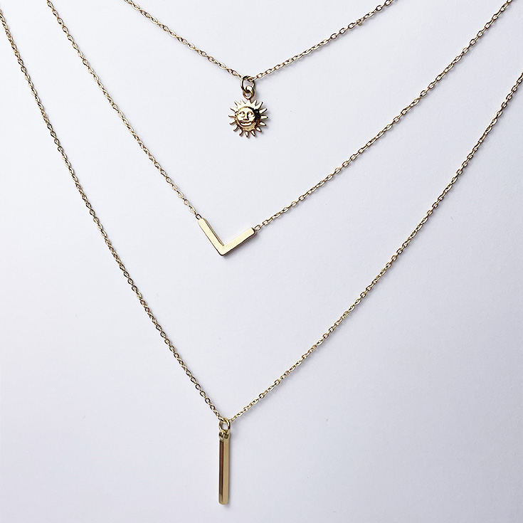 collar triple dorado sol