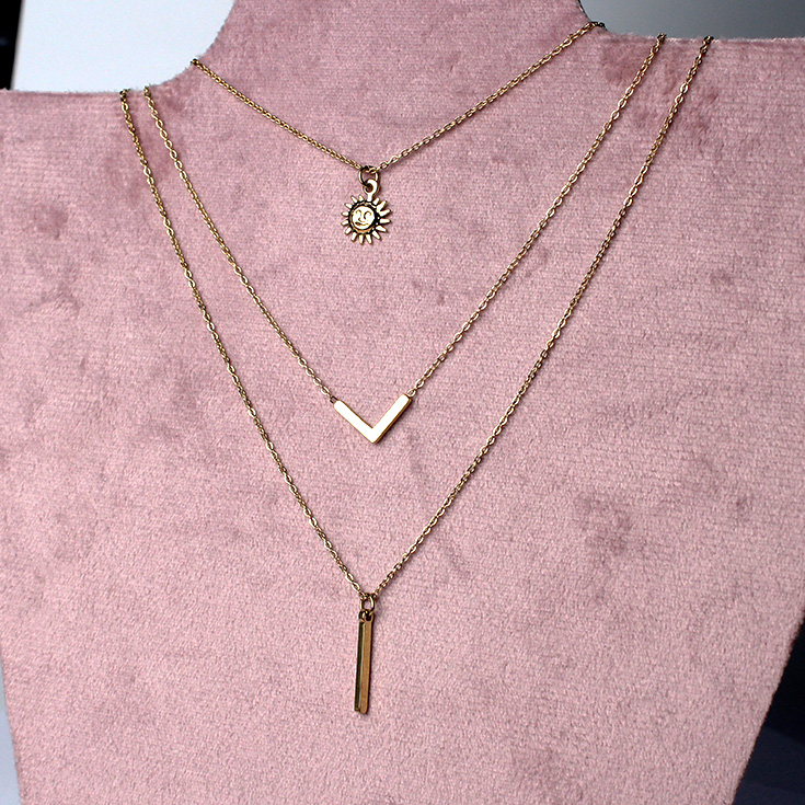 collar triple dorado sol