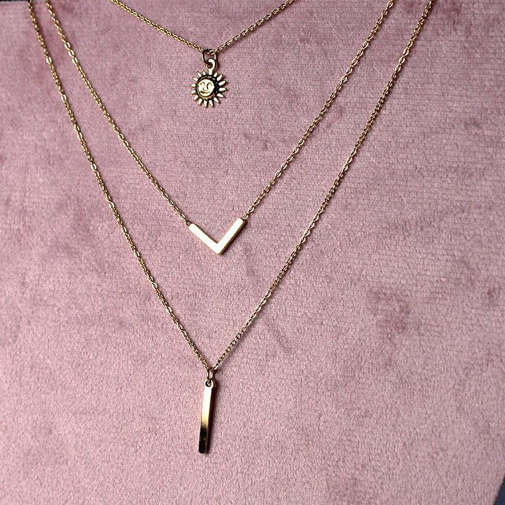 collar triple dorado sol