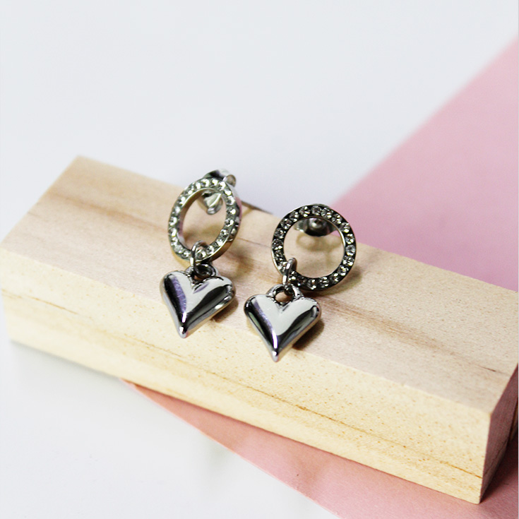 pendientes plata corazon colgante