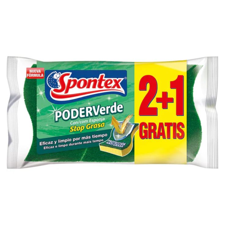 spontex estropajo fibra verde xxl 2+1 u.