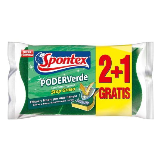 spontex estropajo fibra verde xxl 2+1 u.