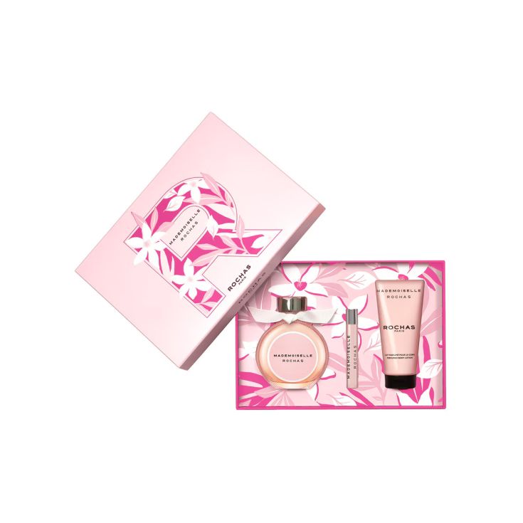 mademoiselle rochas eau de parfum 90ml cofre 3 piezas