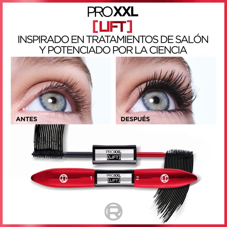 loreal paris 2 steps pro xxl lift mascara de pestañas doble cepillo
