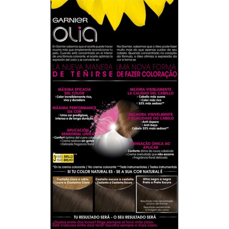olia tinte coloracion permanente sin amoniaco y con aceites naturales castaño oscuro nº 3.0 