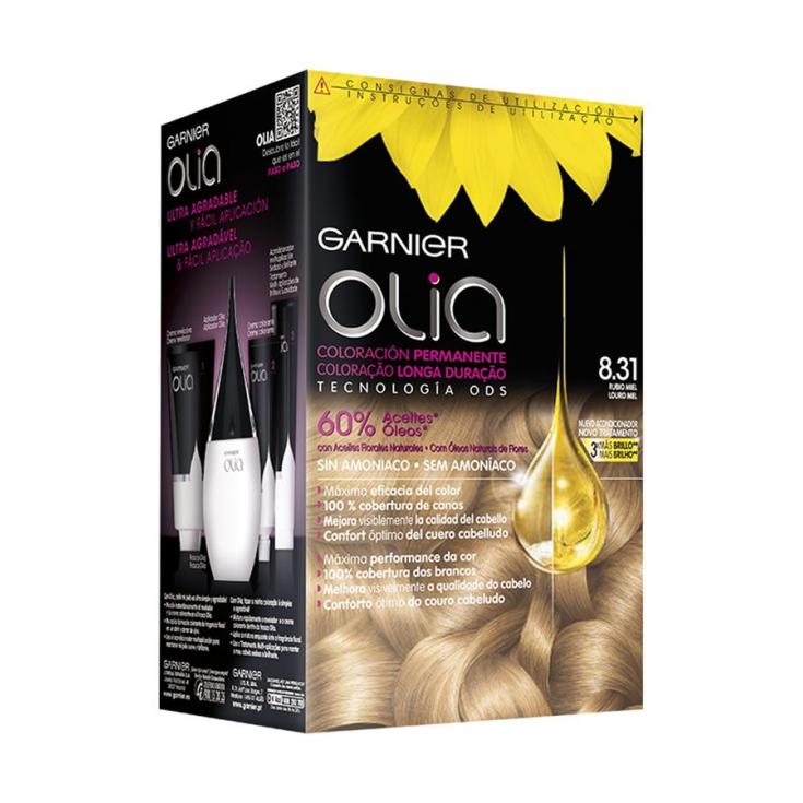 olia tinte coloracion permanente sin amoniaco y con aceites naturales rubio miel nº 8.31 