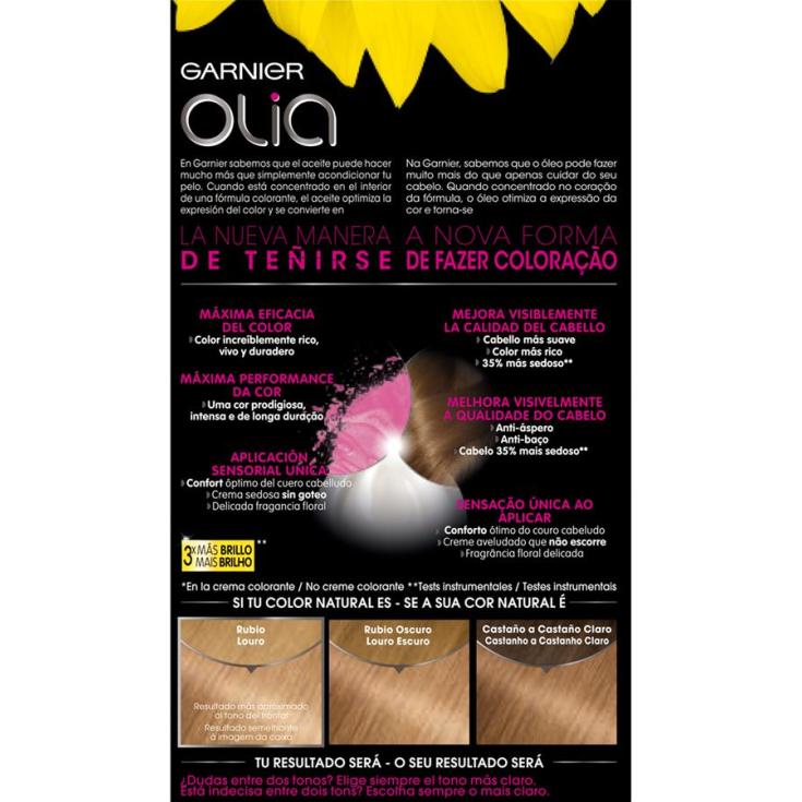 olia tinte coloracion permanente sin amoniaco y con aceites naturales rubio miel nº 8.31 