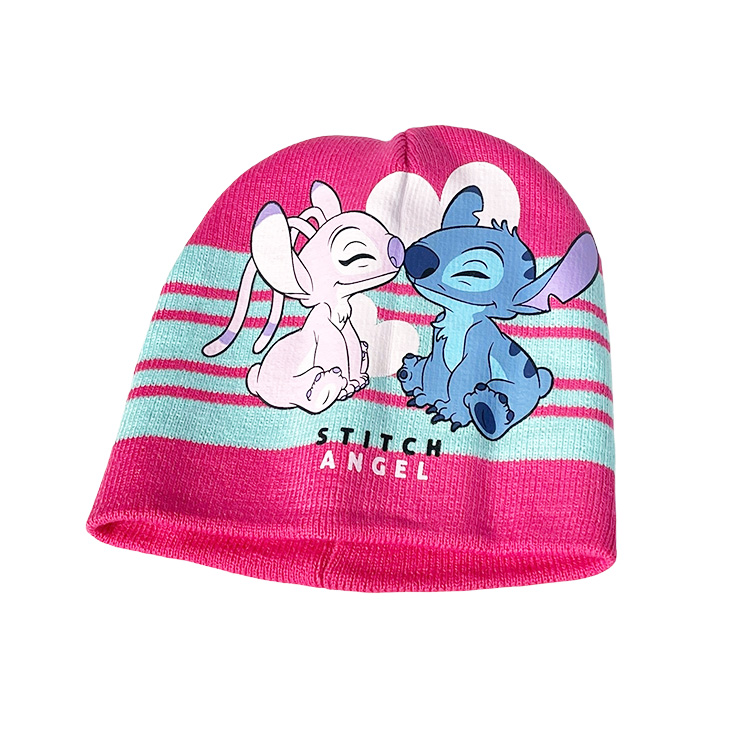 gorro infantil stich y angel rosa