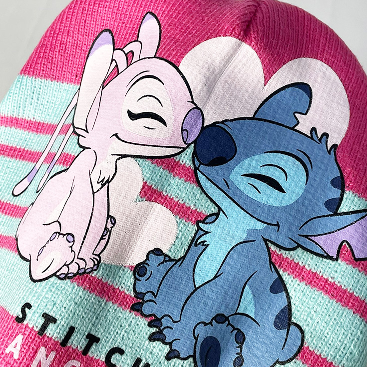 gorro infantil stich y angel rosa