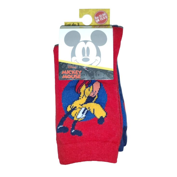 pack 3 calcetines mickey y pluto azul y rojo