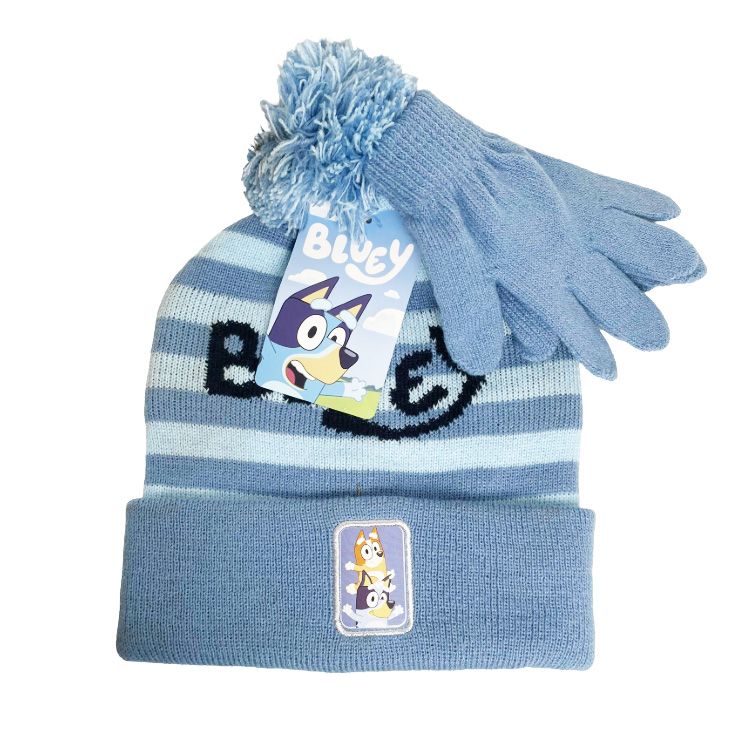 gorro + guantes bluey azul