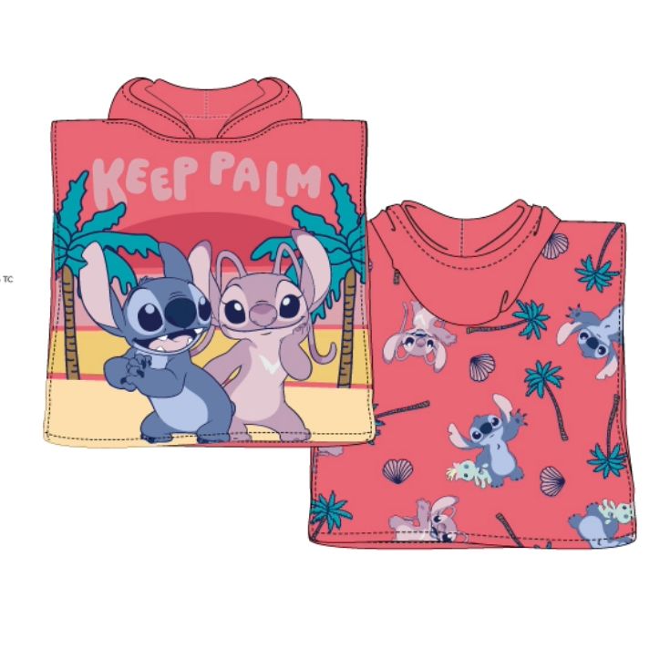 poncho playa microfibra stitch y angel