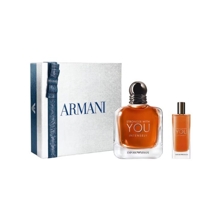 e armani stonger wich you intense eau de parfum 100ml cofre 2 piezas