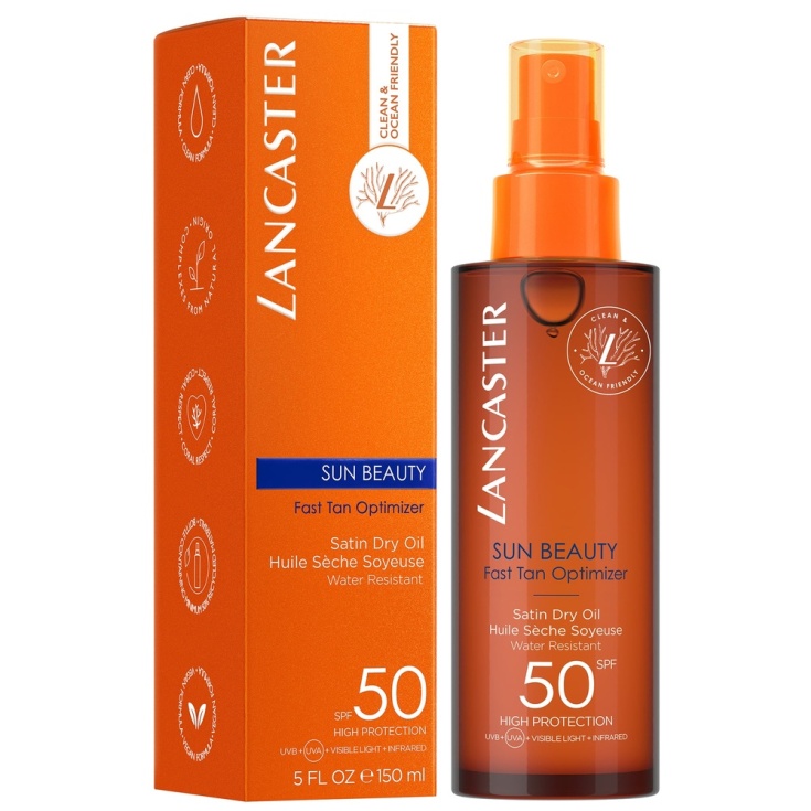 lancaster sun beauty aceite bronceador efecto seco spf50 150ml