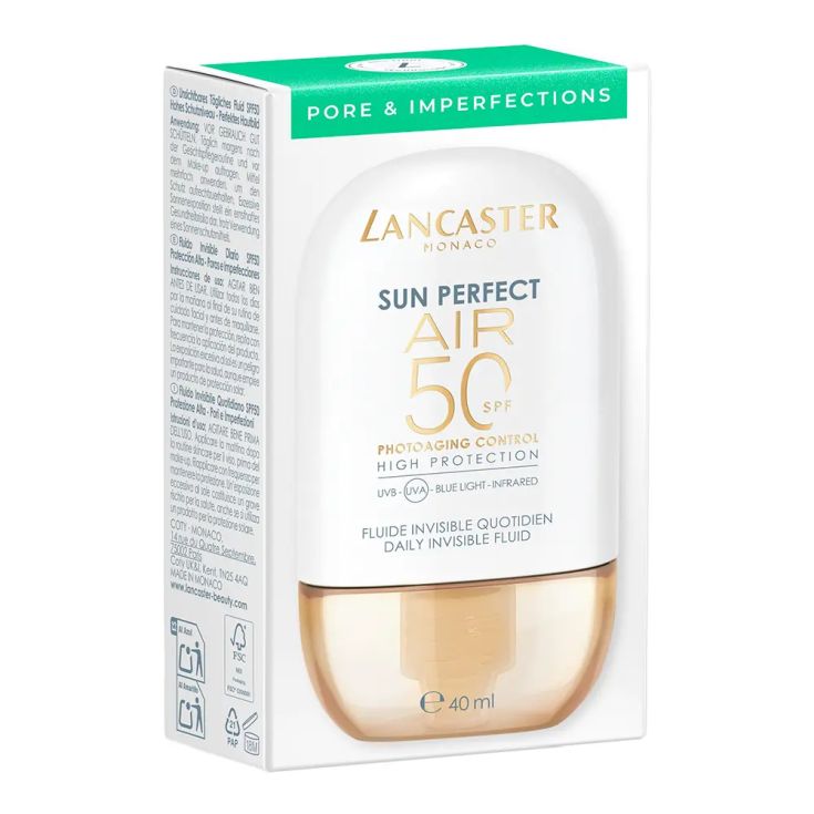 lancaster protector solar facial fluido invisible sun perfect air pores spf50 40 ml