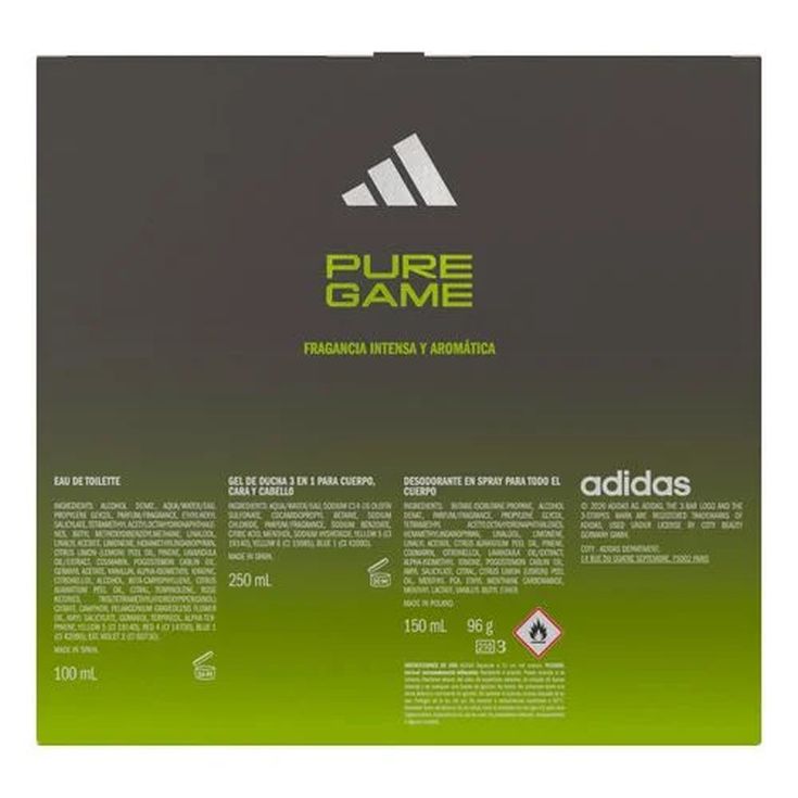 adidas pure game colonia 100ml cofre 3 piezas adidas pure game colonia 100ml cofre 3 piezas