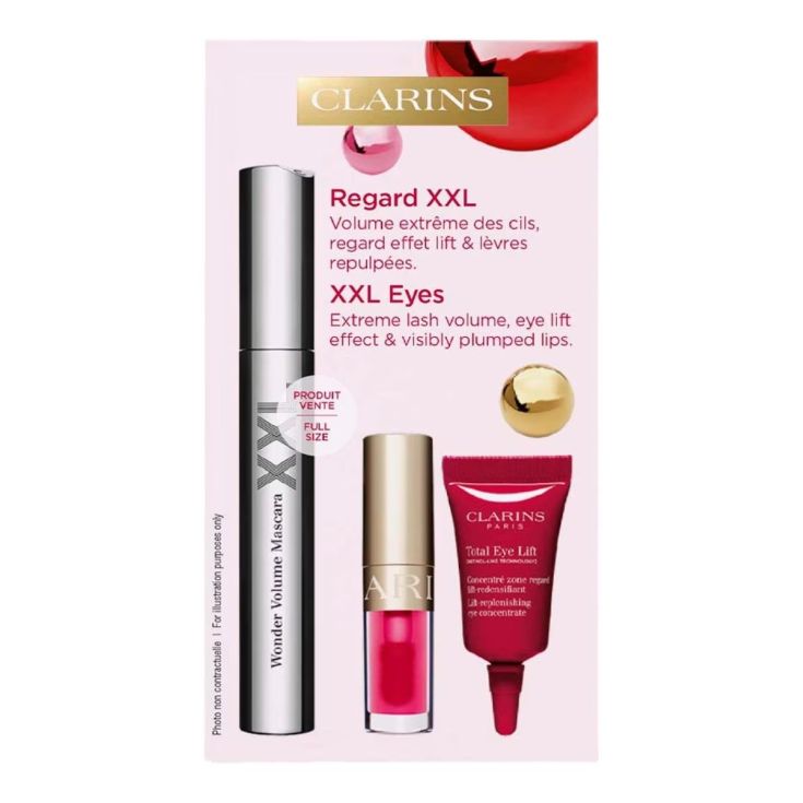 clarins mascara de pestañas wonder volumen xxl cofre 3 piezas