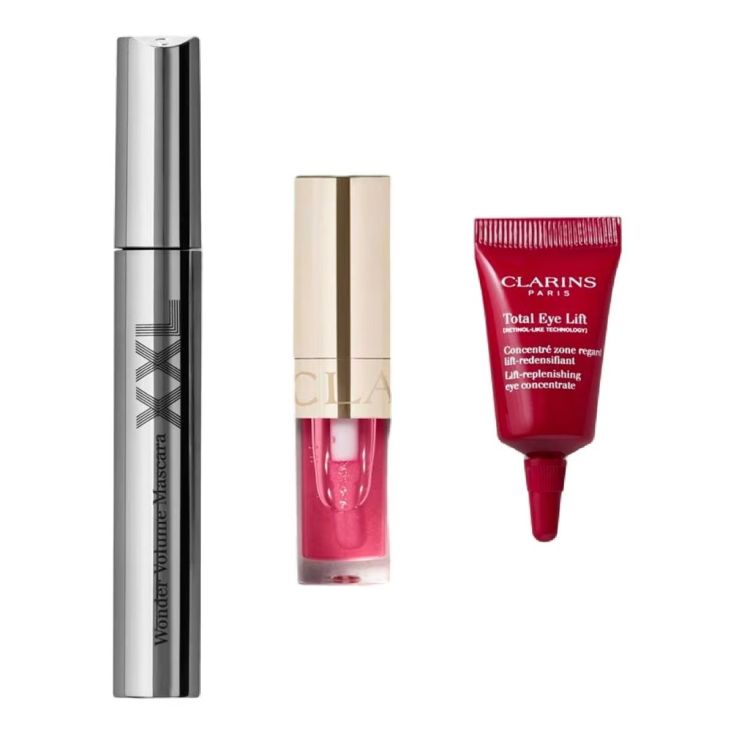 clarins mascara de pestañas wonder volumen xxl cofre 3 piezas