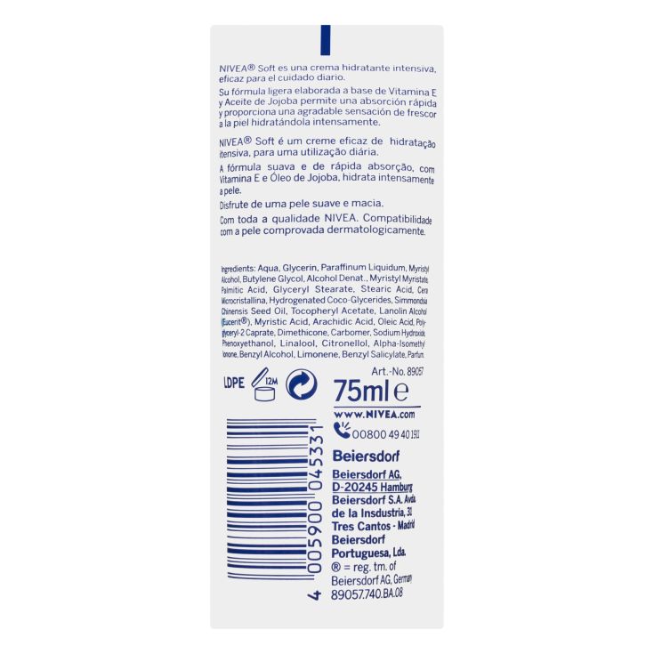 nivea crema soft original tubo 75ml