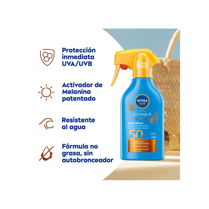 nivea sun protector solar corporal bronceador protege y broncea spf50+ 250 ml
