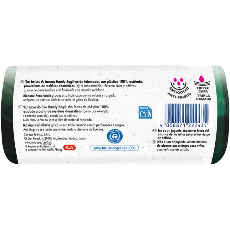 albal handy bag bolsa de basura verde reciclada 30 litros 12uds