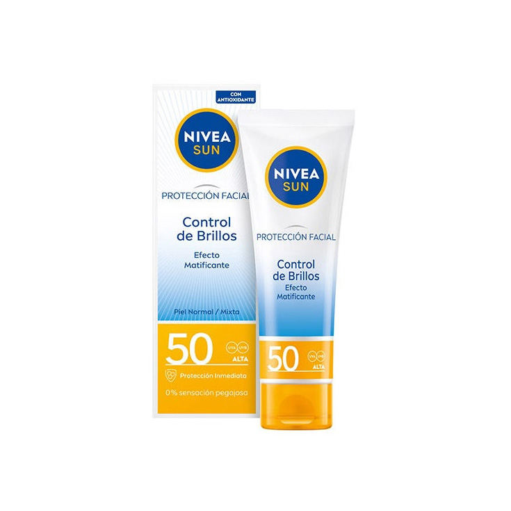 nivea sun protector solar facial control de brillos spf50 40 ml