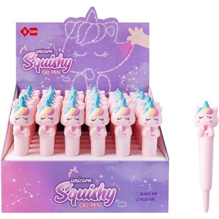 squishy boligrafo unicornio gel azul