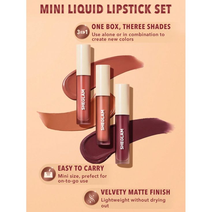 sheglam labial liquido matte allure set 3 mini