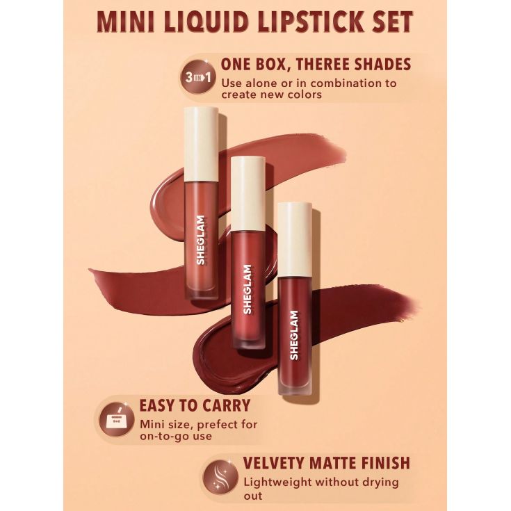 sheglam labial liquido matte allure set 3 mini
