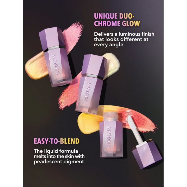 sheglam iluminador liquido chroma-glow bloom flying