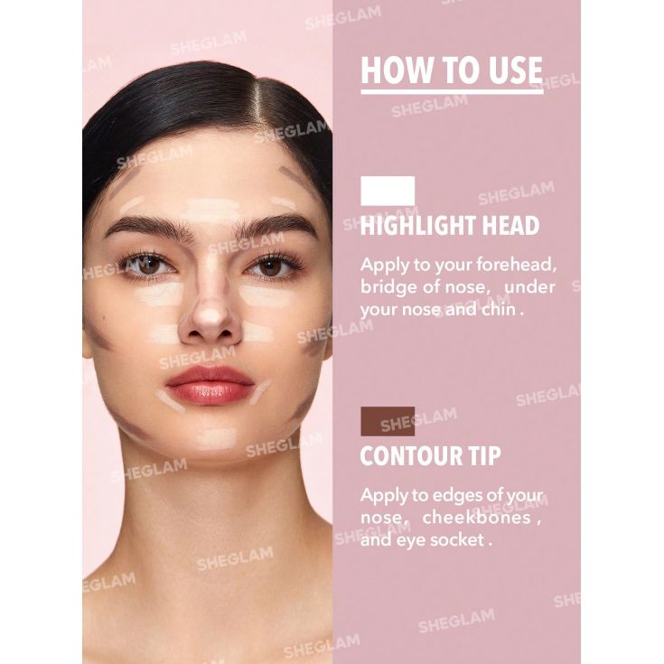 sheglam lapiz para contorno y para iluminar nariz 2 en 1