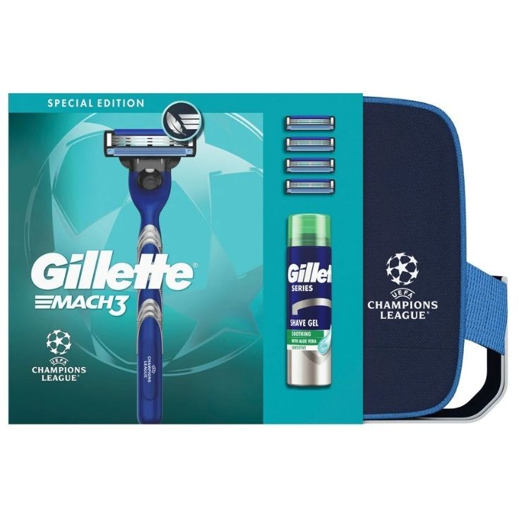 gillette neceser maquinilla mach3 + gel + 4 recambios