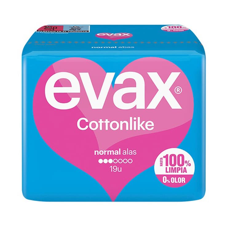 evax cottonlike compresas con alas normal 32 unidades