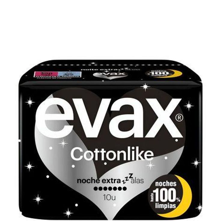 evax cottonlike noche alas extra 10 unidades