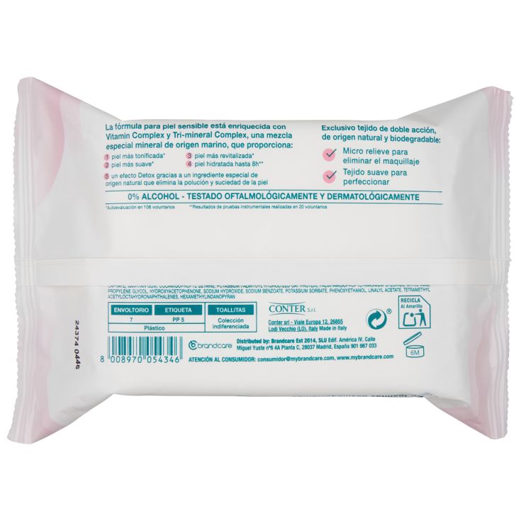vitesse toallitas desmaquilladoras tri-mineral piel sensible 30 unidades