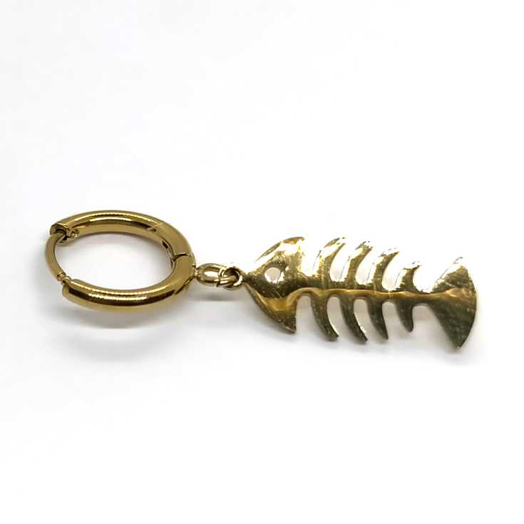 mini pendiente raspa pescado dorados con aro