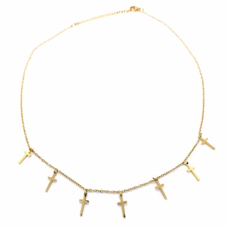 gargantilla tipo choker cruzes doradas