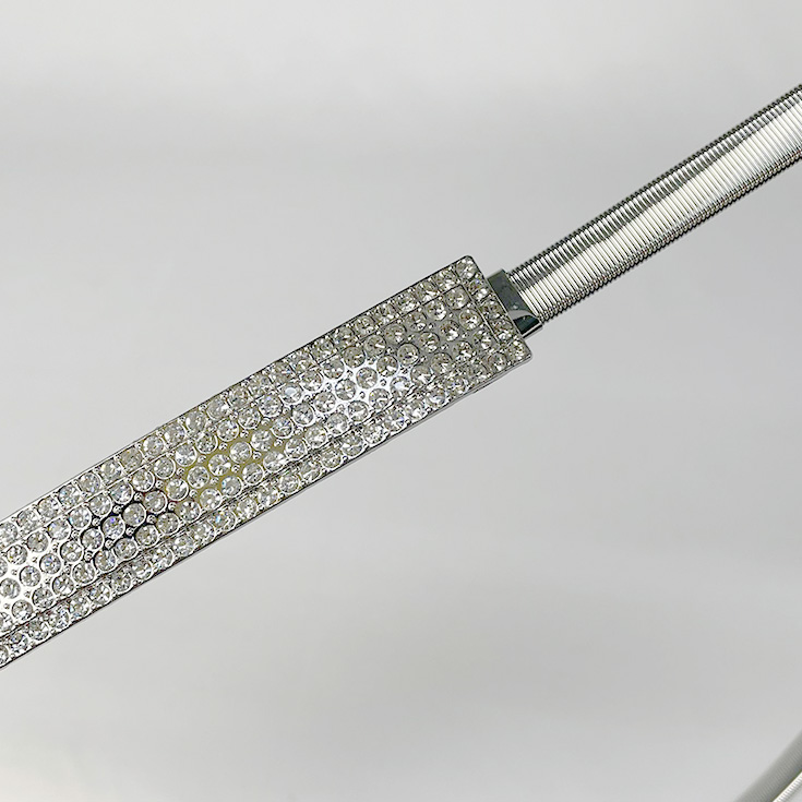 cinturon elastico con strass plateado