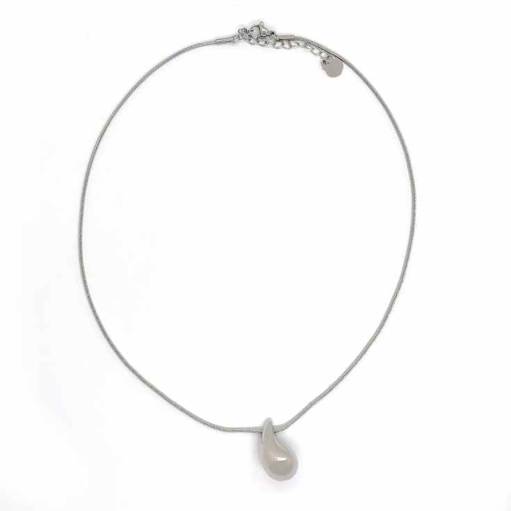 collar colgante gota plateada
