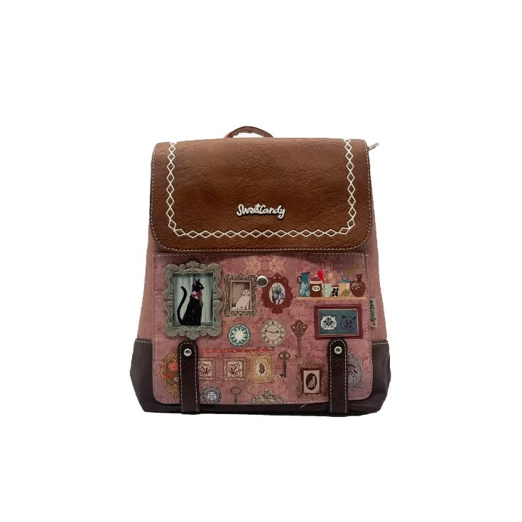sweet candy mochila huellas rosa